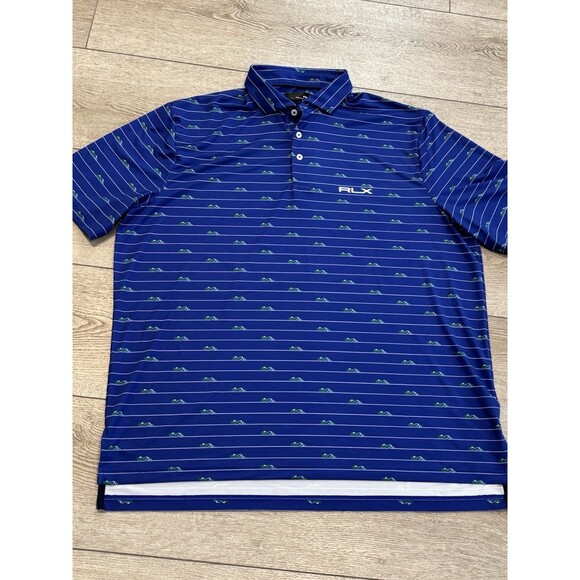 RLX Ralph Lauren Golf Polo Men XL Cars Auto Race Performance Stretch Shirt AOP - Picture 1 of 7